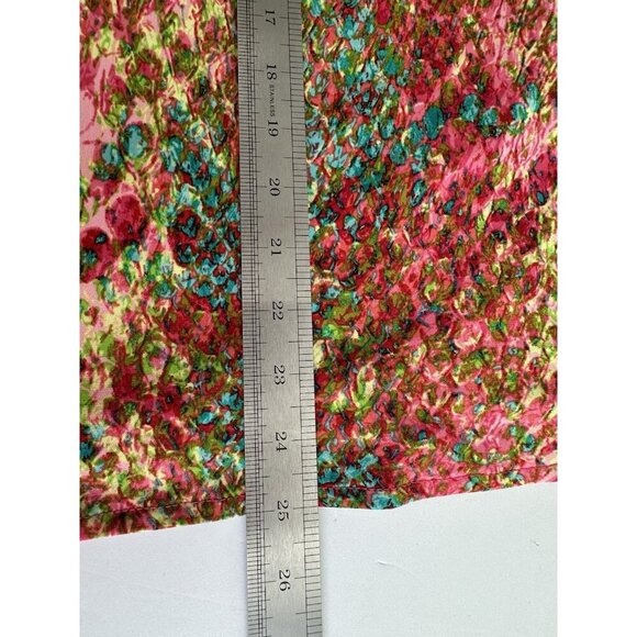 Anne Klein Womens Faux Wrap Blouse L Multicolor 3/4 Sleeve Abstract Peacock Work - Picture 15 of 15